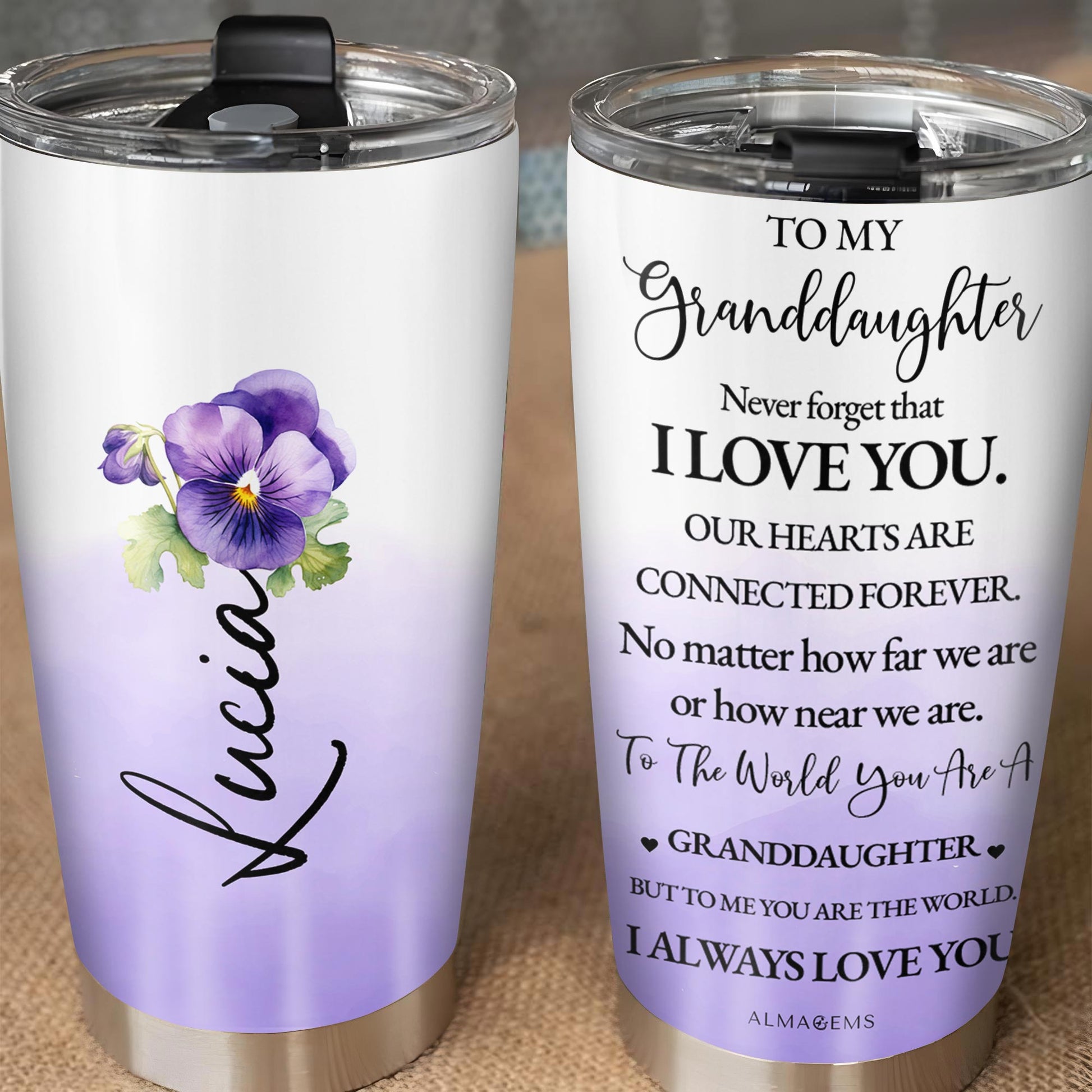 Granddaughter You Are My World Floral Tumbler