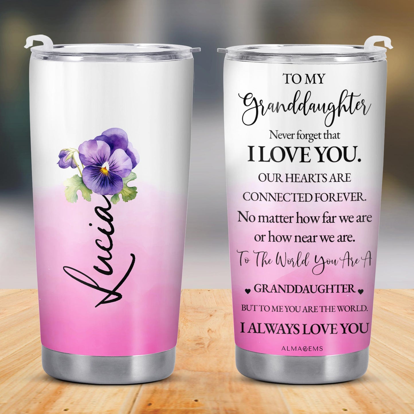 Granddaughter You Are My World Floral Tumbler