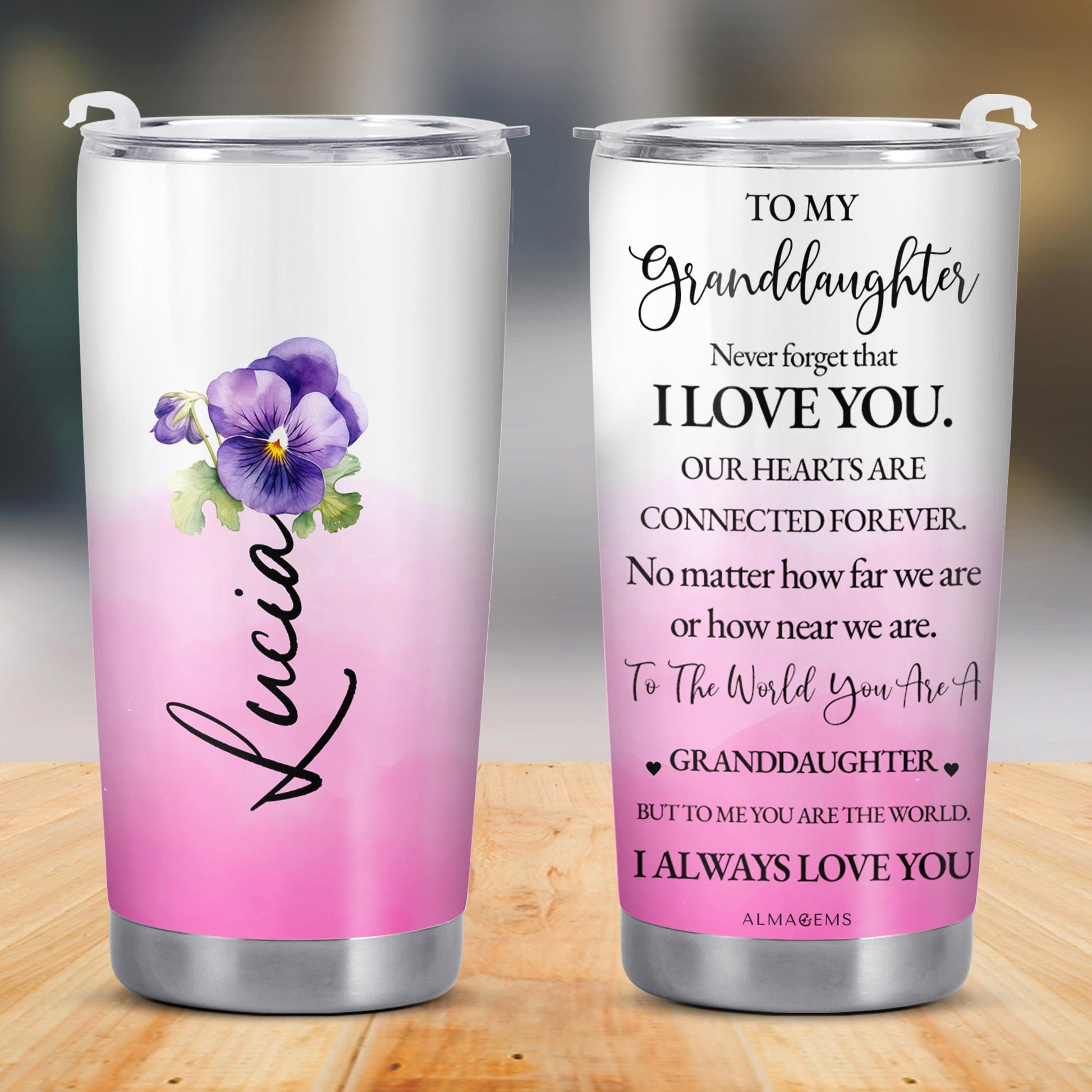 Granddaughter You Are My World Floral Tumbler
