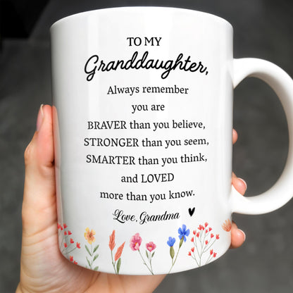 Braver Stronger Smarter Loved Motivational Quote With Rose - Personalized Custom Coffee Mug - GDT034_MG