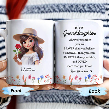 Braver Stronger Smarter Loved Motivational Quote With Rose - Personalized Custom Coffee Mug - GDT034_MG