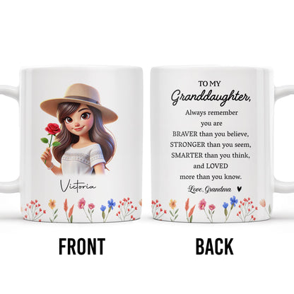 Braver Stronger Smarter Loved Motivational Quote With Rose - Personalized Custom Coffee Mug - GDT034_MG