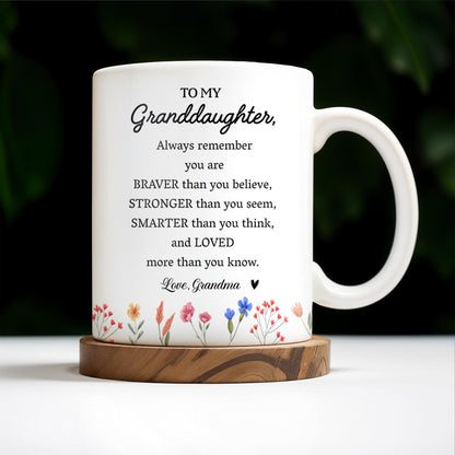 Braver Stronger Smarter Loved Motivational Quote With Rose - Personalized Custom Coffee Mug - GDT034_MG