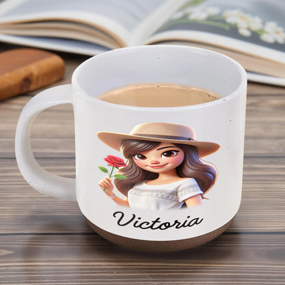 Loving Message To Granddaughter With Floral Design - Personalized Pottery Mug, White Color - GDT034_PMGW
