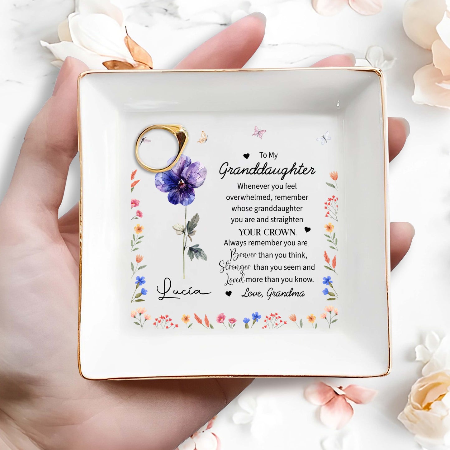 Plus courageux que vous ne le pensez, plus fort que vous ne le paraissez, plus aimé que vous ne le pensez - Plat à bijoux personnalisé - GDT059_SCRD