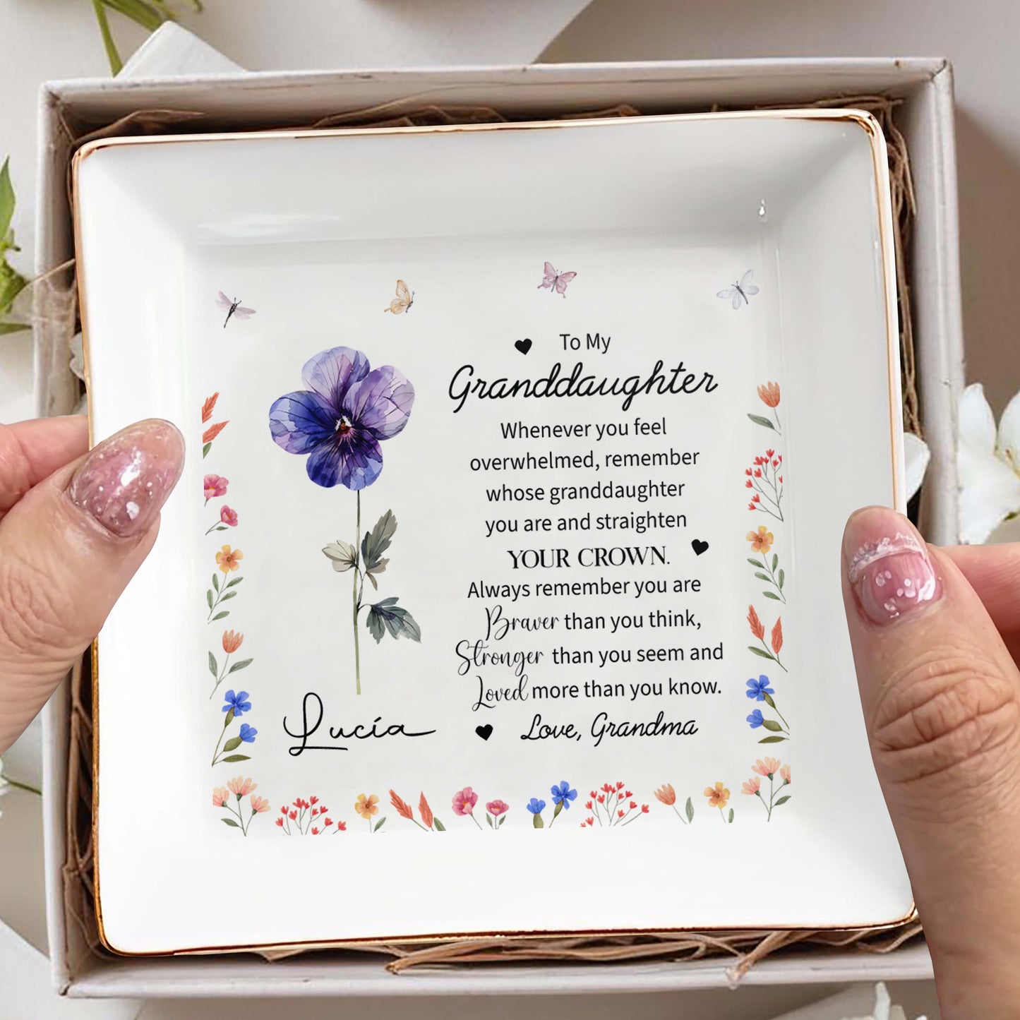 Plus courageux que vous ne le pensez, plus fort que vous ne le paraissez, plus aimé que vous ne le pensez - Plat à bijoux personnalisé - GDT059_SCRD