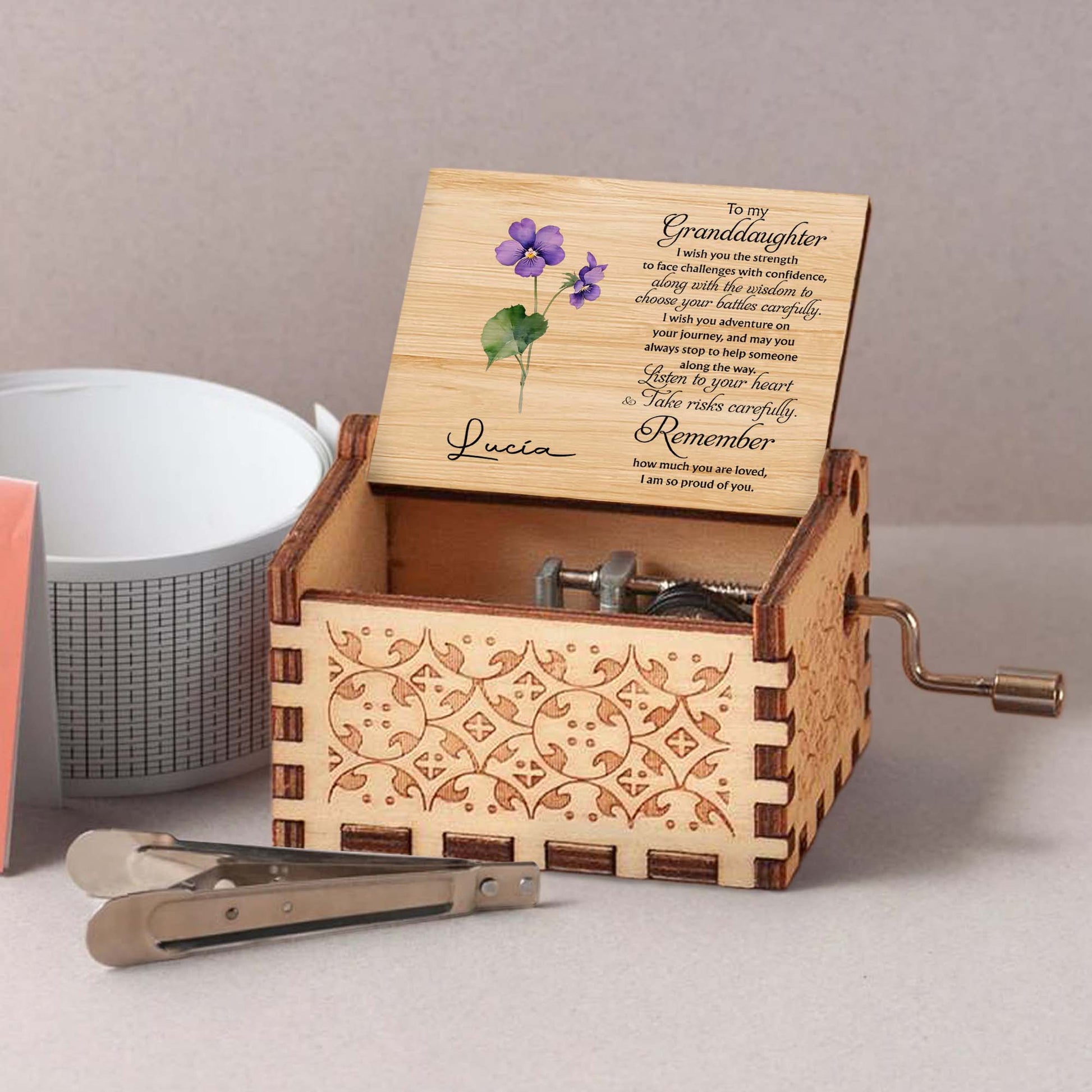 Granddaughter, You Are Loved And Cherished Wooden Music Box