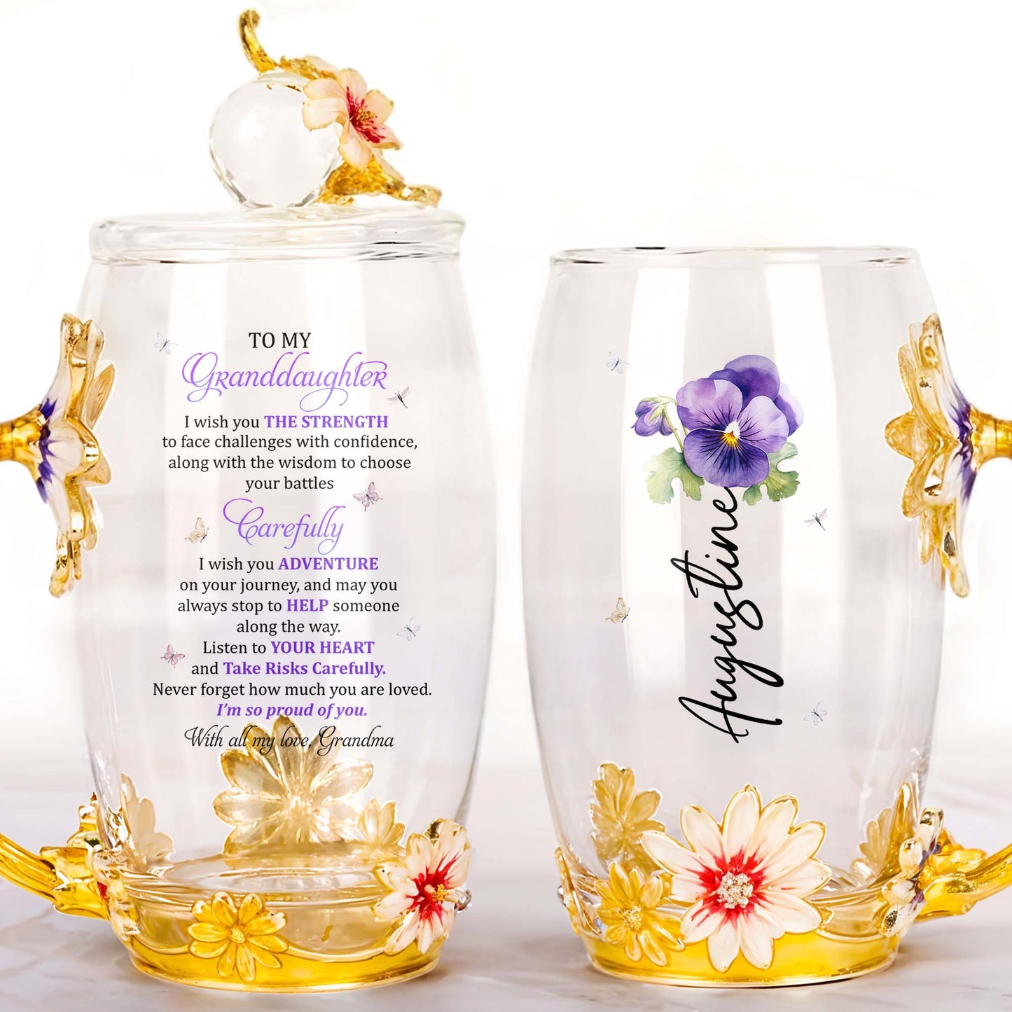 Exquisite Elegance with Enamel Flowers and Butterfly