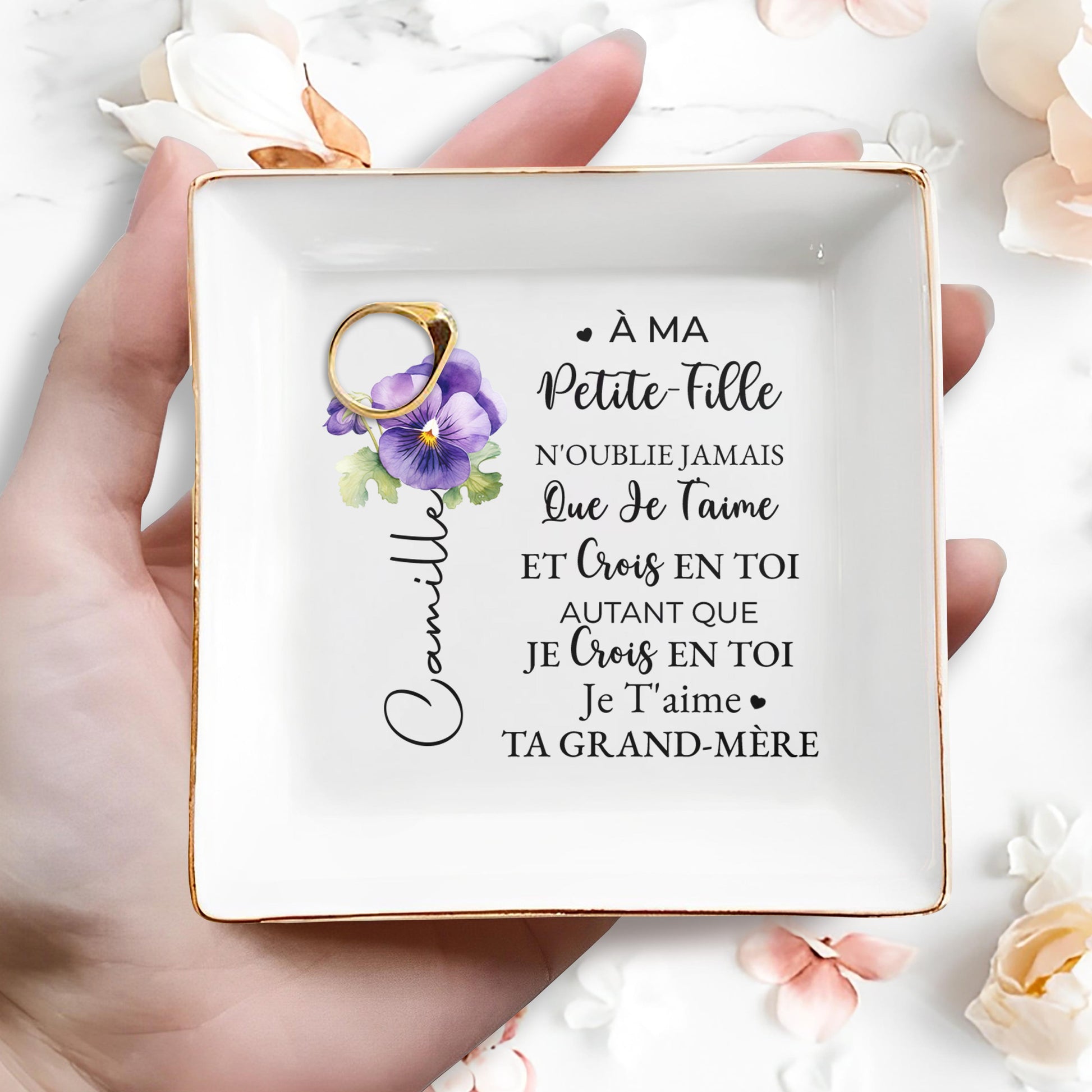 Believe In Yourself Violet Floral Dish