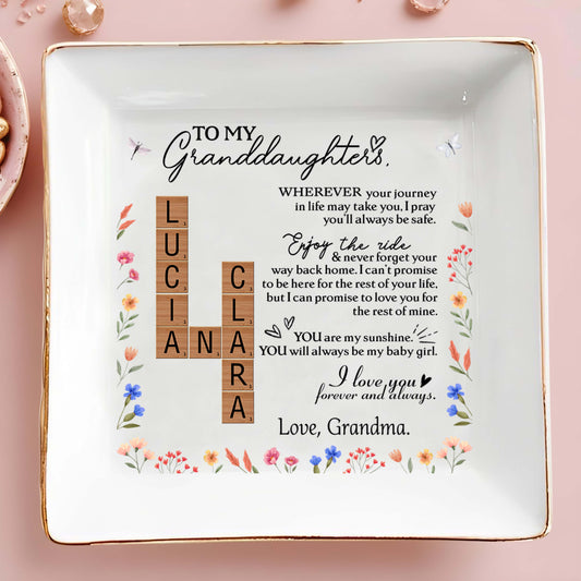 Granddaughter Journey and Ride Floral Inspirational Dish