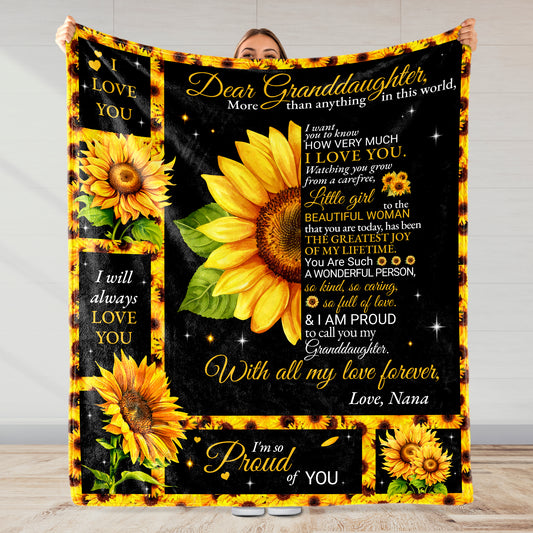 Dear Granddaughter Sunflower Love and Pride Blanket