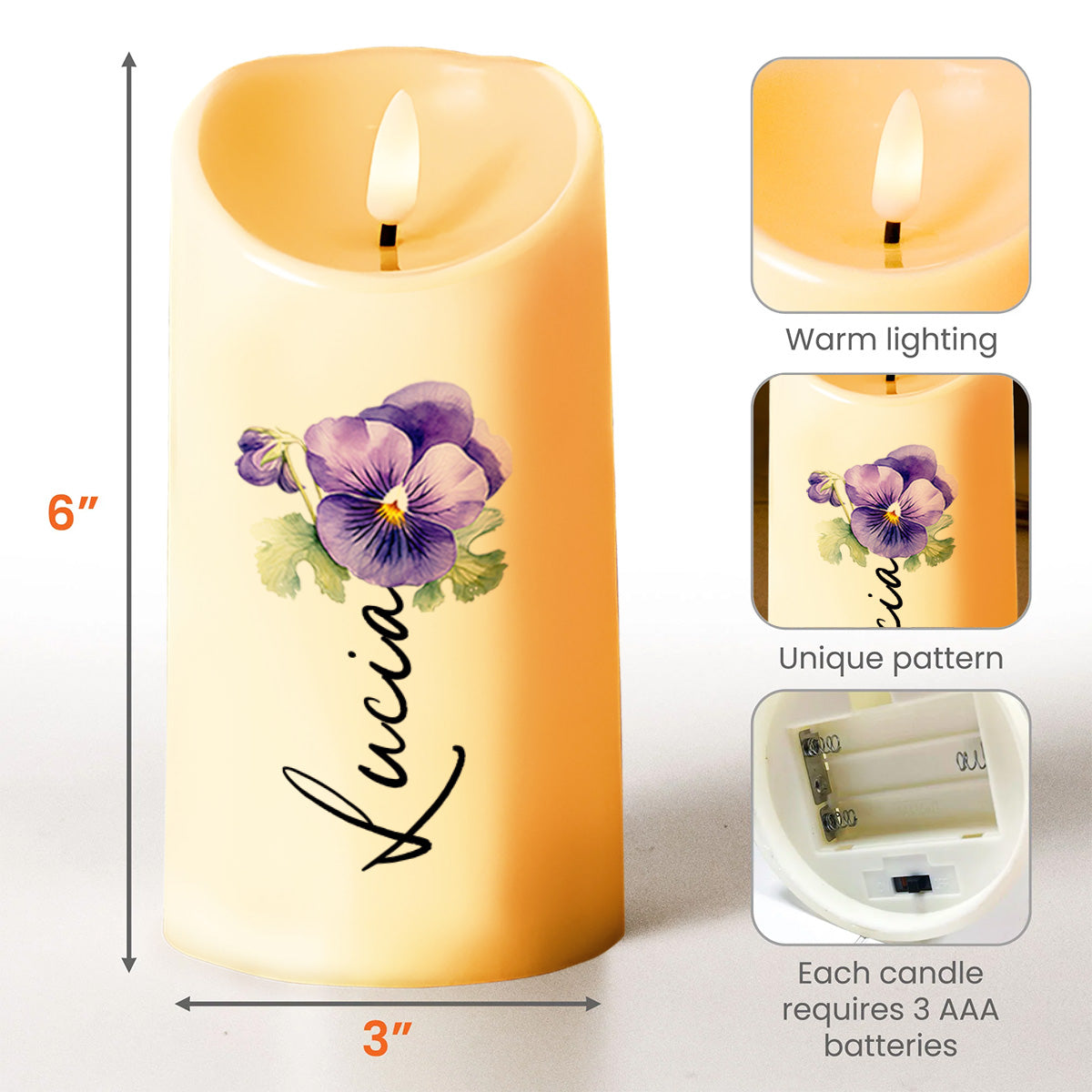 Gift For Daughter-In-Law Featuring Candles and Pansy - Personalized Custom LED Candle - GDT078_LECA
