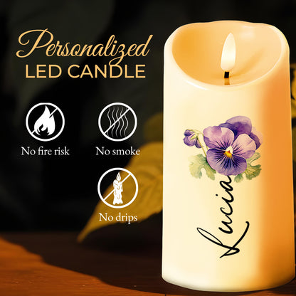 Gift For Daughter-In-Law Featuring Candles and Pansy - Personalized Custom LED Candle - GDT078_LECA