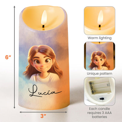 Love and Light Filled Candle With Girl Illustration
