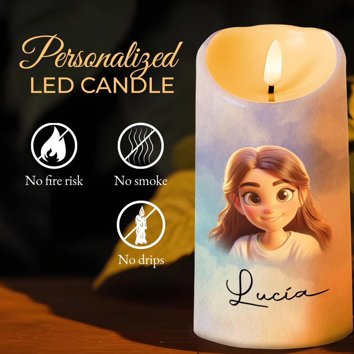Love and Light Filled Candle With Girl Illustration