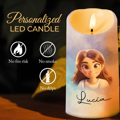 Love and Light Filled Candle With Girl Illustration