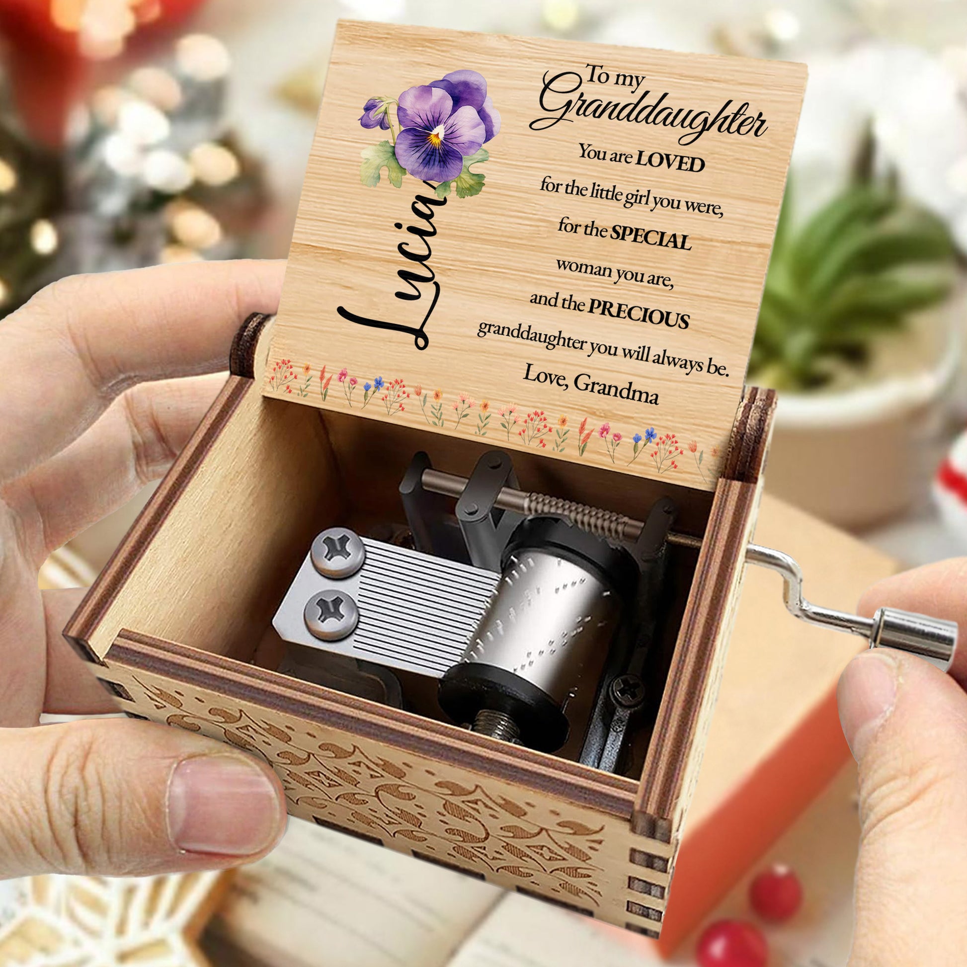 Loved Granddaughter Special Woman Precious Granddaughter Flowers Music Box