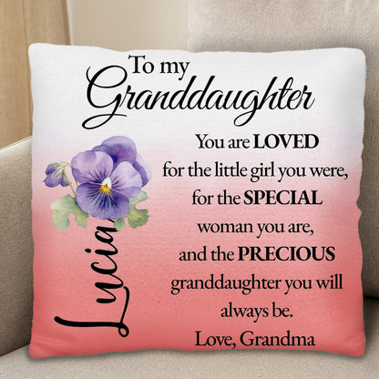 Loving Message To Granddaughter With Beautiful Pansy Design
