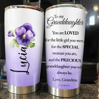 Love And Precious Words For Granddaughter With Flowers