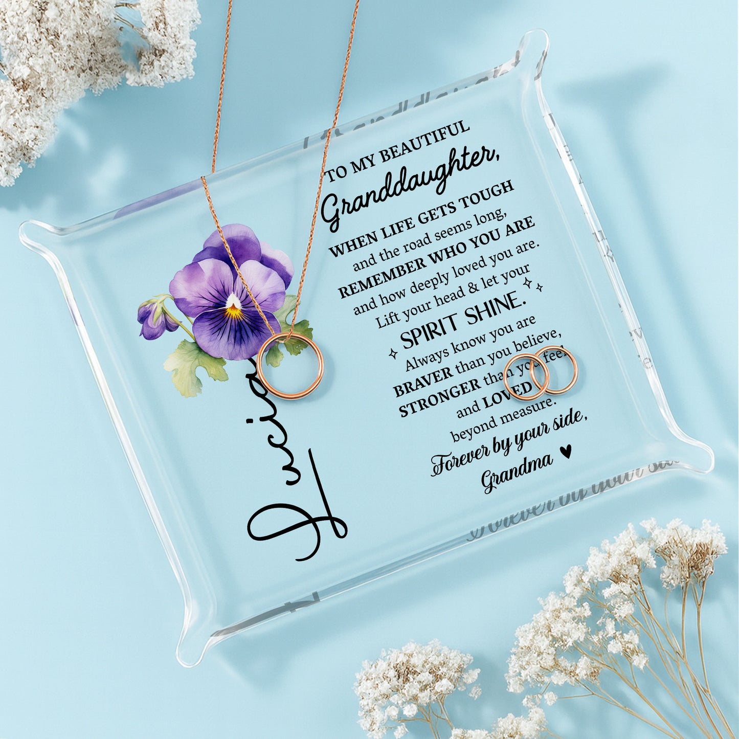 To My Beautiful Granddaughter, Pansy Flower Design