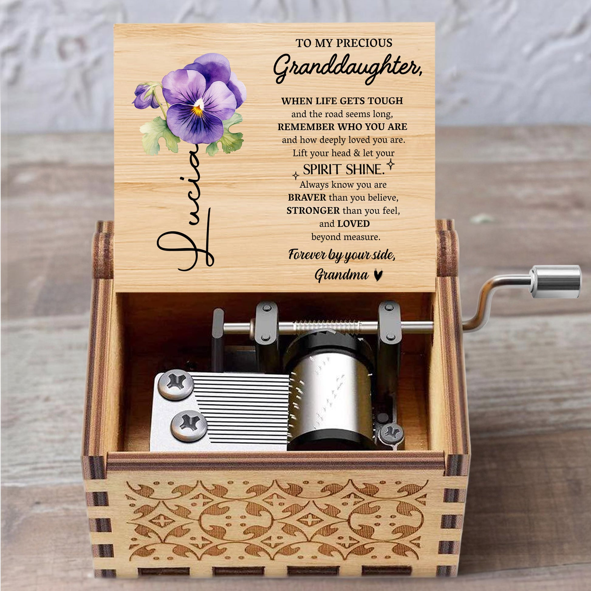 Spirit Shine, Pansy Flower And Loving Message For Granddaughter