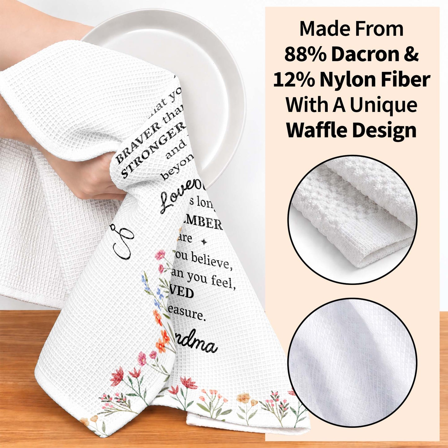 To My Precious Granddaughter Remember Who You Are Birth Month Flowers - Personalized Kitchen Towel - GDT102_TOWL
