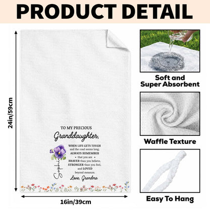 To My Precious Granddaughter Remember Who You Are Birth Month Flowers - Personalized Kitchen Towel - GDT102_TOWL