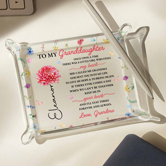 To My Granddaughter, Heart And Flowers Message