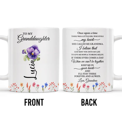 Grandmother Granddaughter Love Message With Pansy Flower Design - Personalized Custom Coffee Mug - GDT108_MG