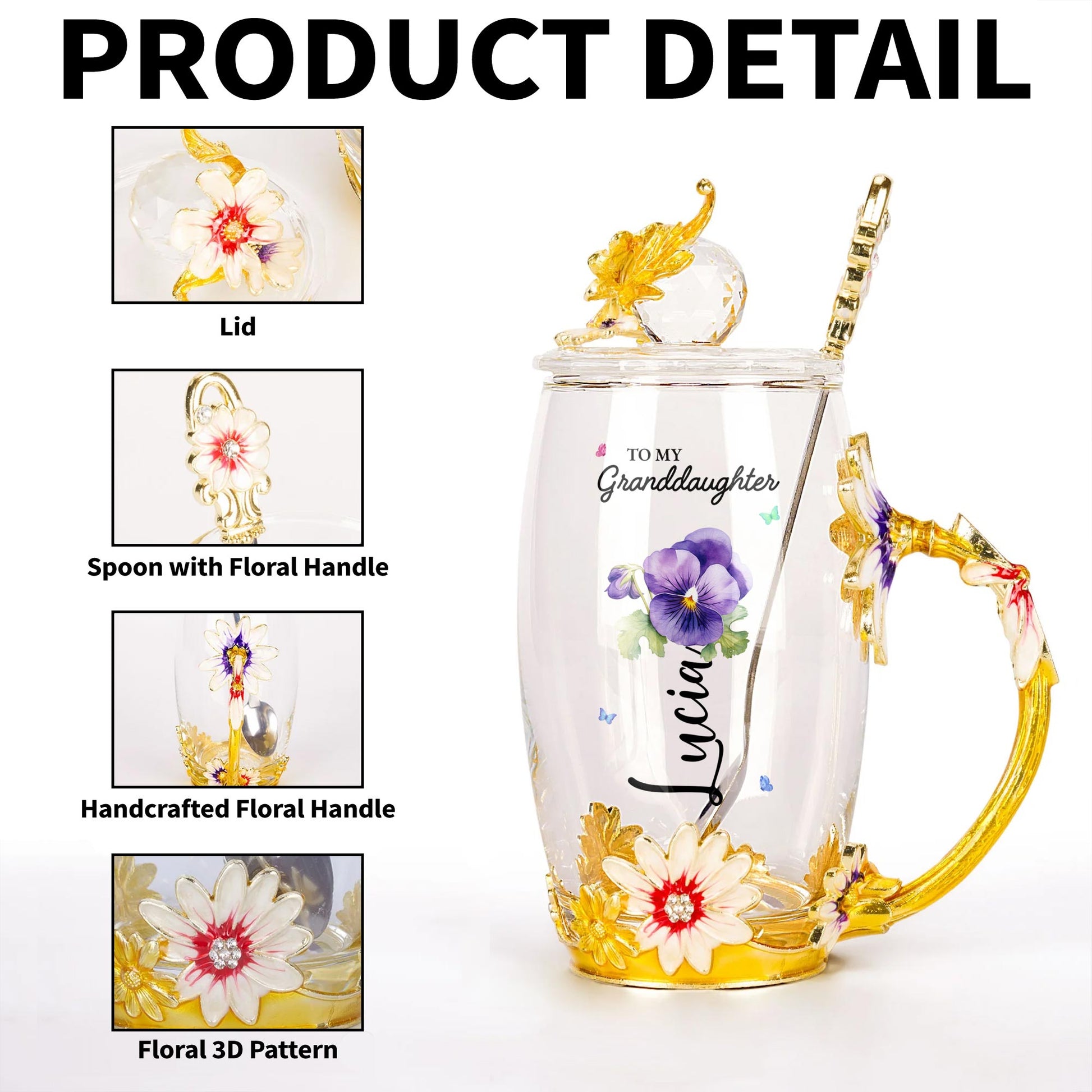 To My Granddaughter, Flowers, and Butterfly Design