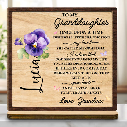 Granddaughter Love Wooden Plaque With Flowers And Butterfly