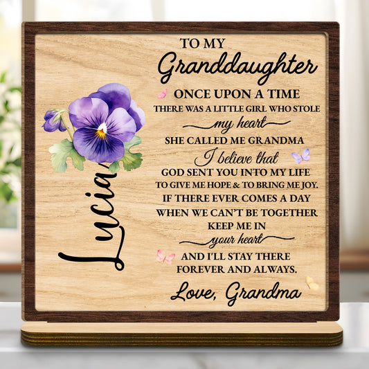 Granddaughter Love Wooden Plaque With Flowers And Butterfly