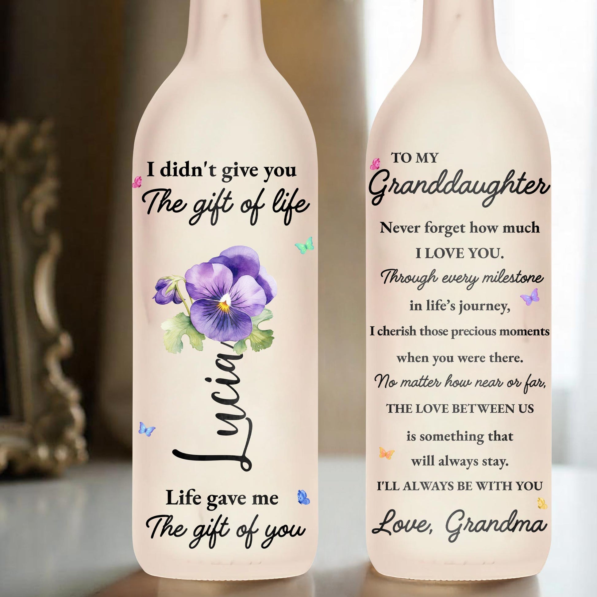 The Gift Of Life, Flowers Personalized Bottle Lamp