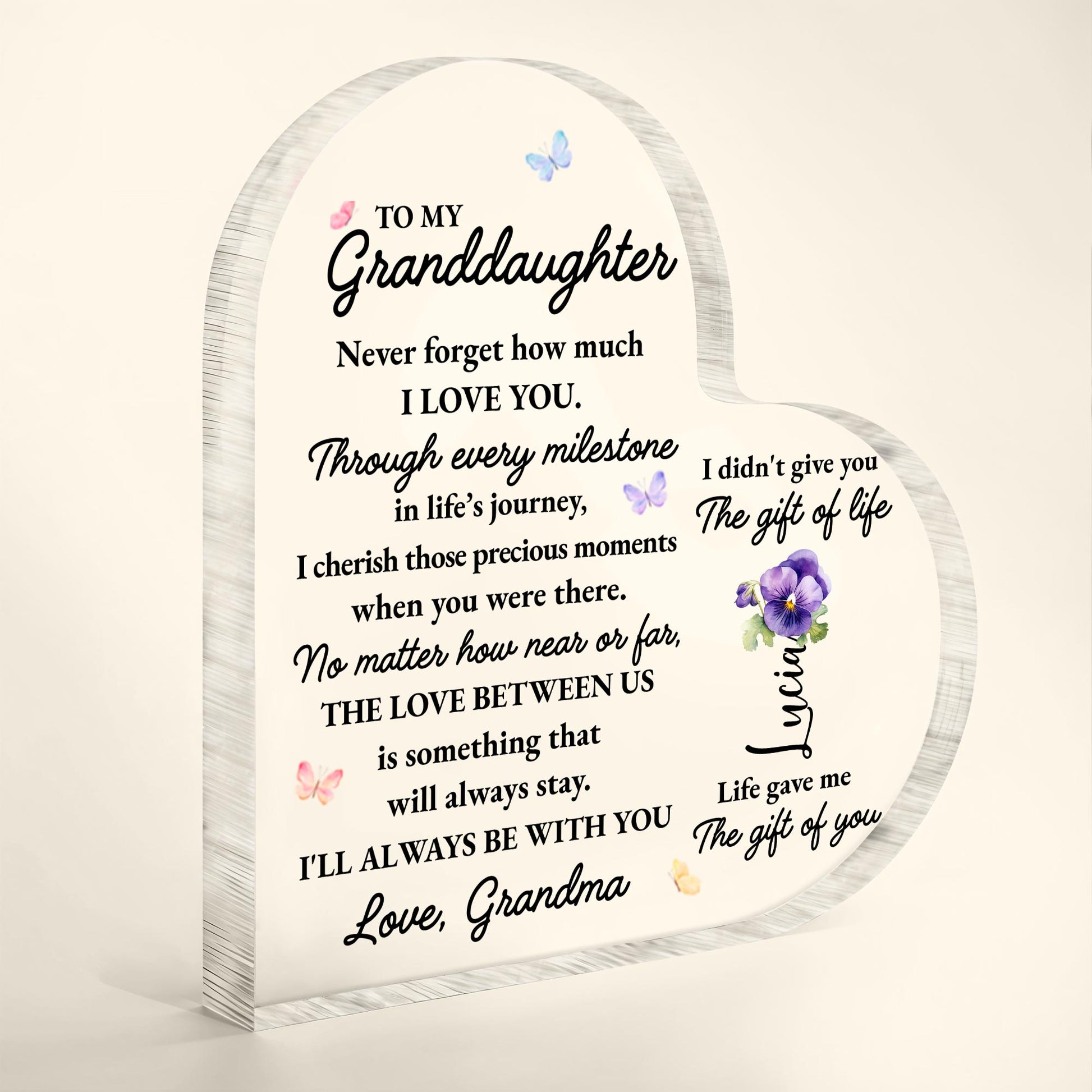 To My Granddaughter, Love Always Stays With Beautiful Butterflies and Flowers