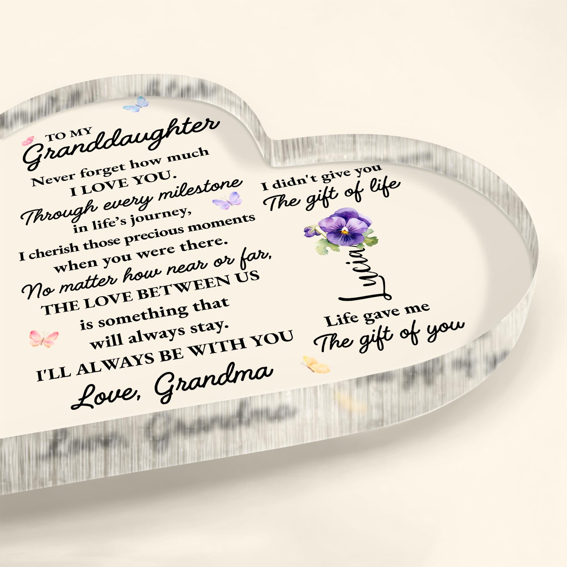 To My Granddaughter, Love Always Stays With Beautiful Butterflies and Flowers