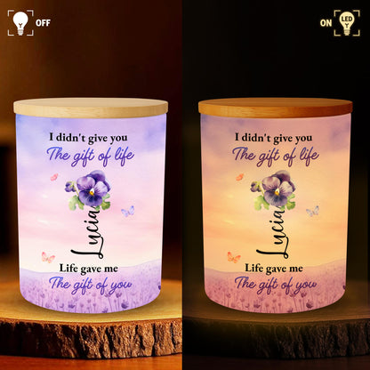 To My Granddaughter Love Always From Grandma With Flowers And Butterflies - Personalized Custom Glass Jar With LED - GDT121_LEJAR