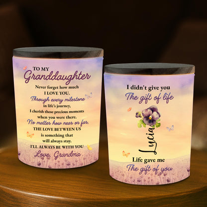 To My Granddaughter Love Always From Grandma With Flowers And Butterflies - Personalized Custom Glass Jar With LED - GDT121_LEJAR