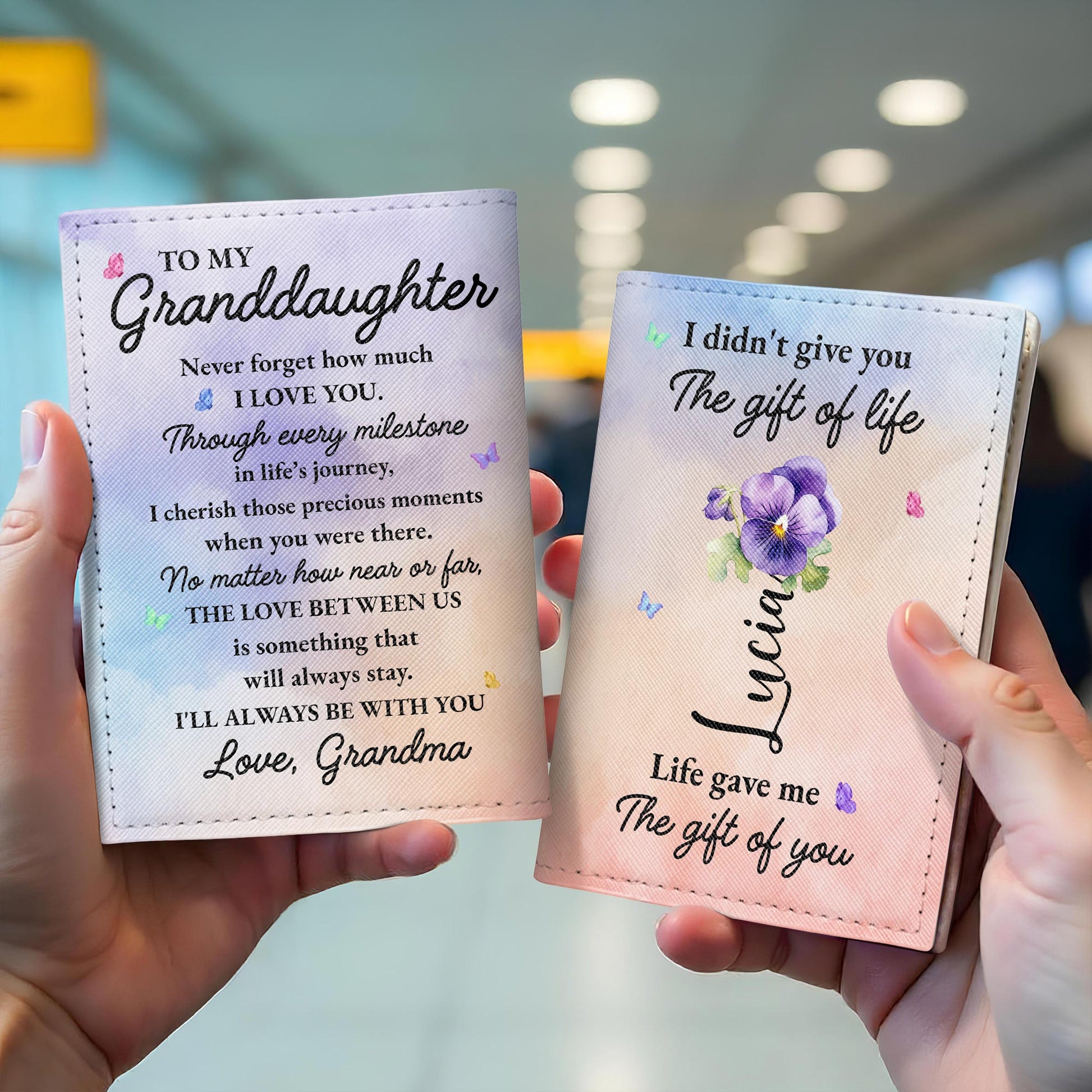 Gift Of Life, Pansy Flower And Butterflies Design