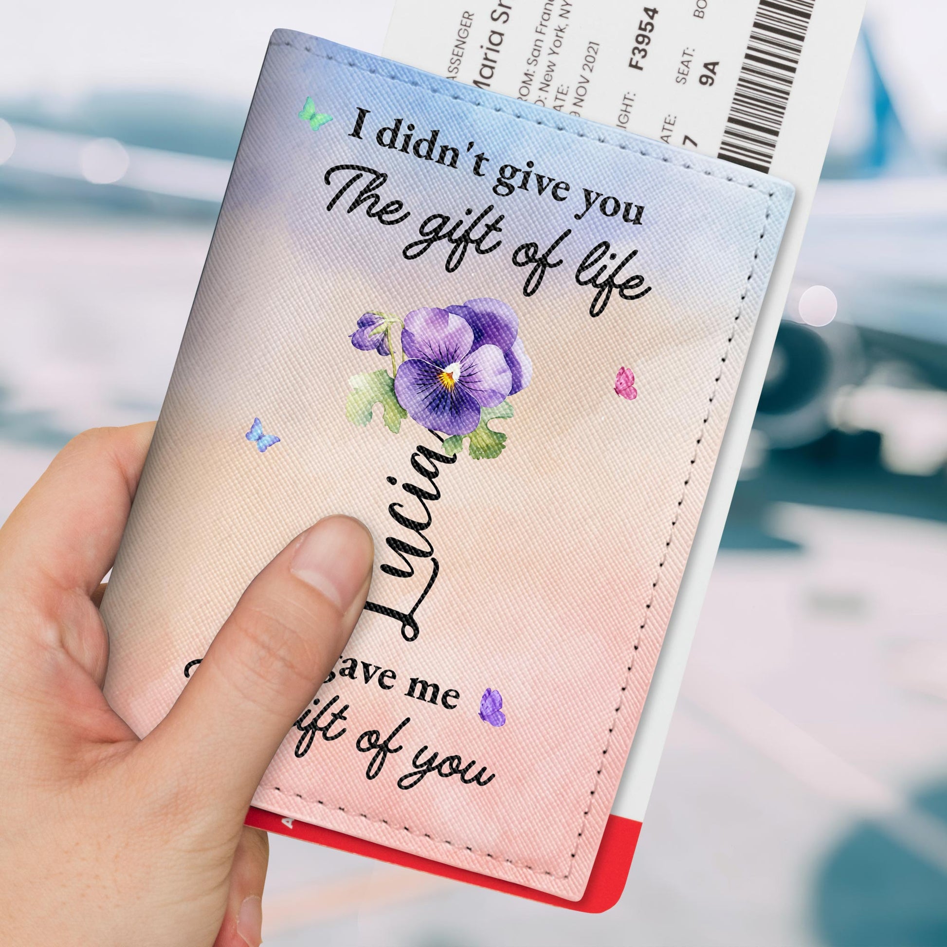 Gift Of Life, Pansy Flower And Butterflies Design