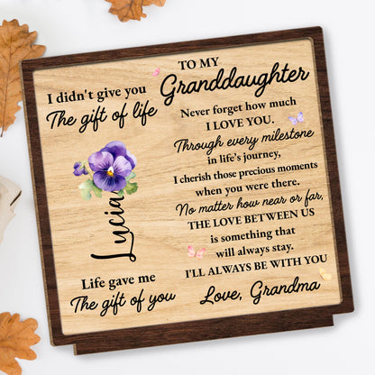 To My Granddaughter Love Message With Flowers And Butterflies
