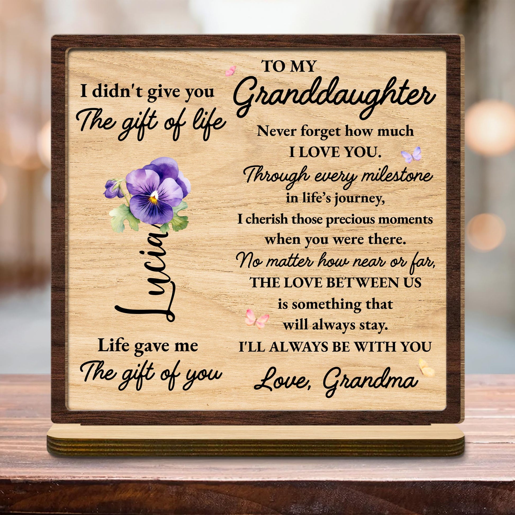 To My Granddaughter Love Message With Flowers And Butterflies
