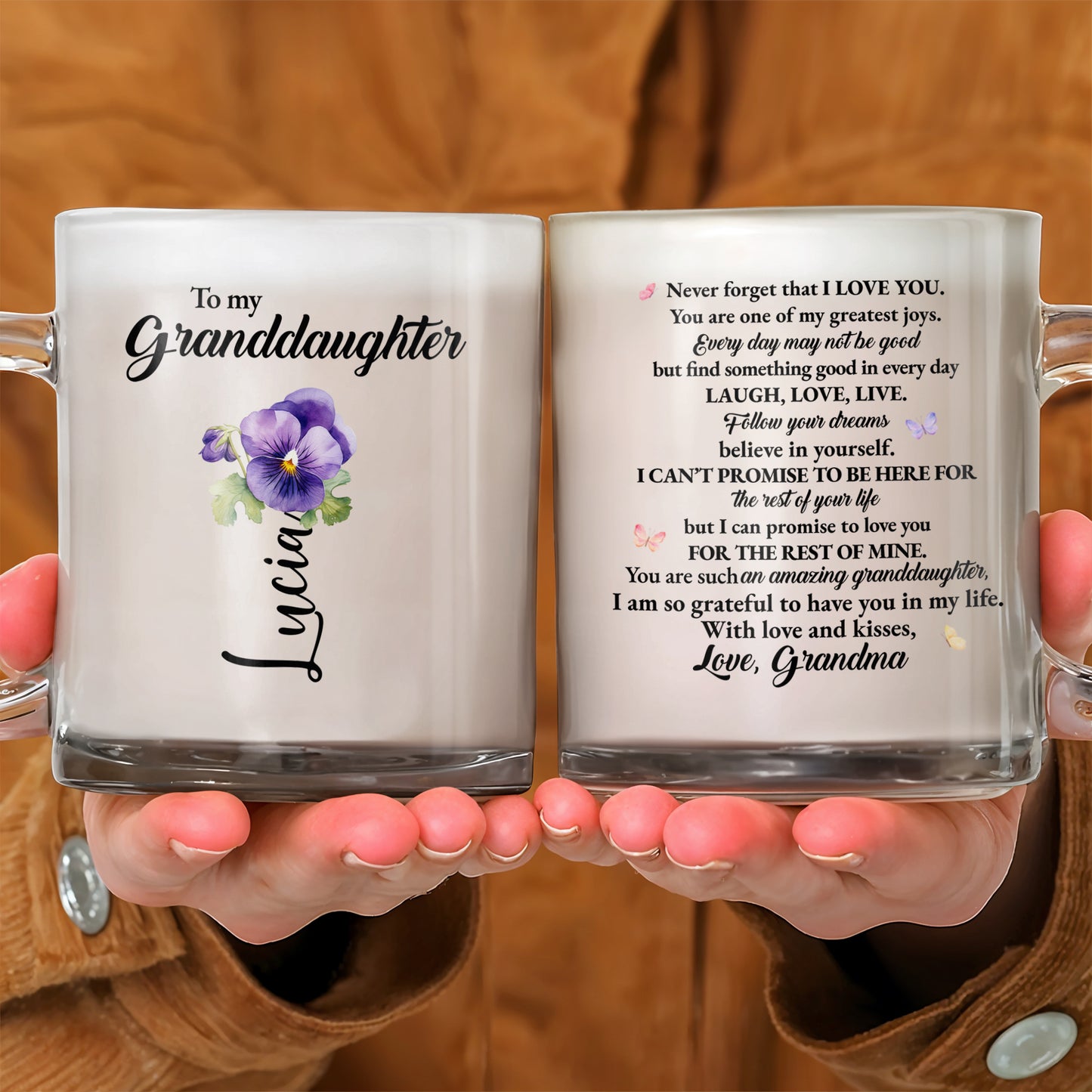 Love You, Laugh, Live, Amazing Granddaughter Floral Message