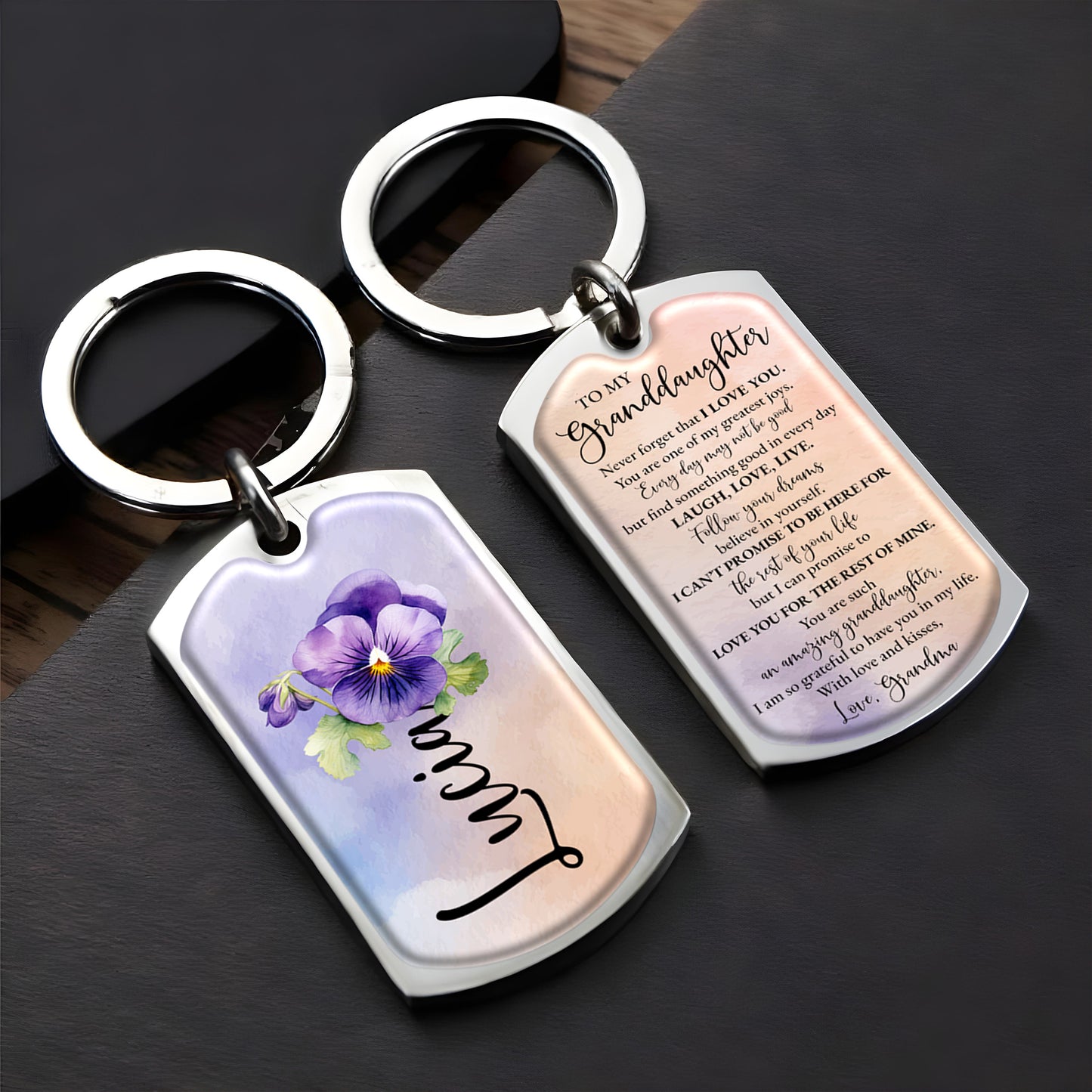 Believe In Yourself Floral Keychain For Granddaughter