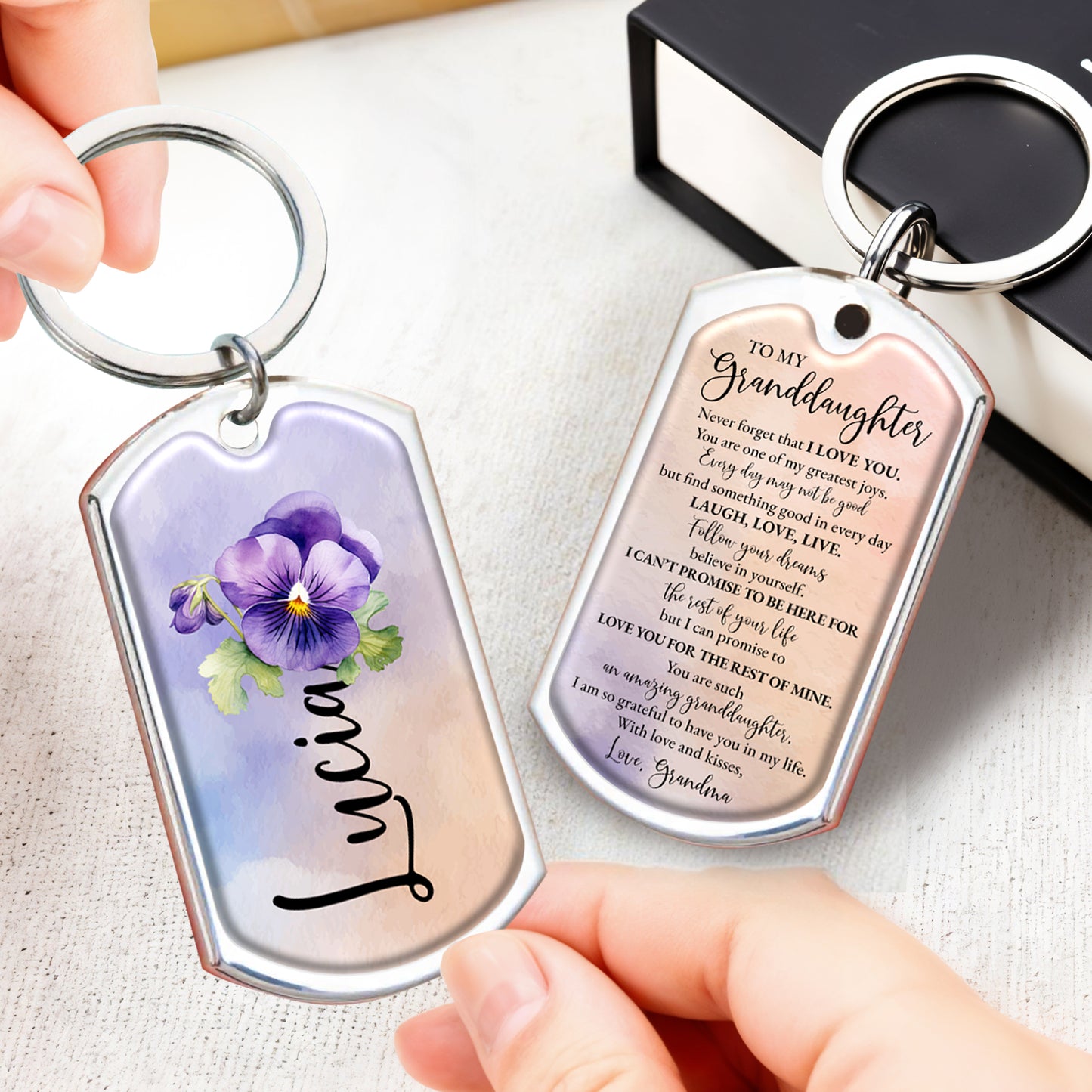 Believe In Yourself Floral Keychain For Granddaughter