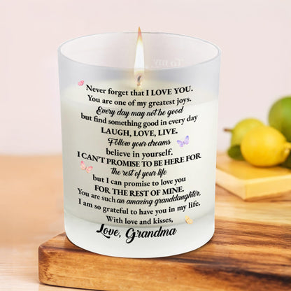 To My Granddaughter Love Joy Believe In Yourself Floral Design - Personalized Scented Candle With Wooden Lid - GDT123_SECA