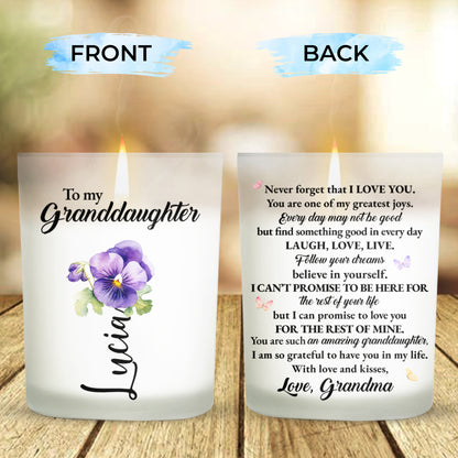 To My Granddaughter Love Joy Believe In Yourself Floral Design - Personalized Scented Candle With Wooden Lid - GDT123_SECA