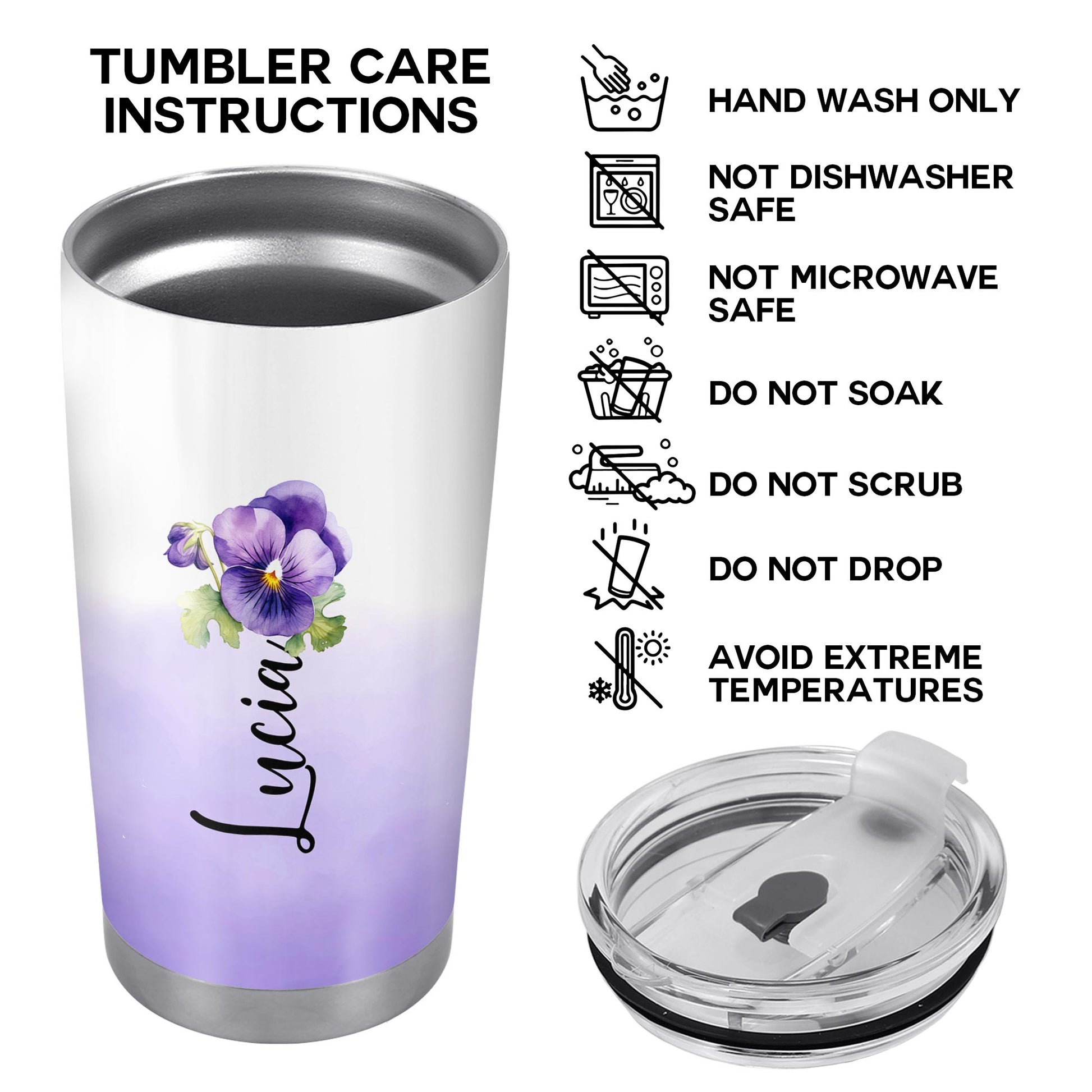 Granddaughter Love Promise Tumbler With Heartfelt Message and Flowers
