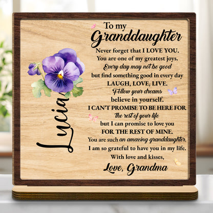 To My Granddaughter Love Promise Wood Plaque
