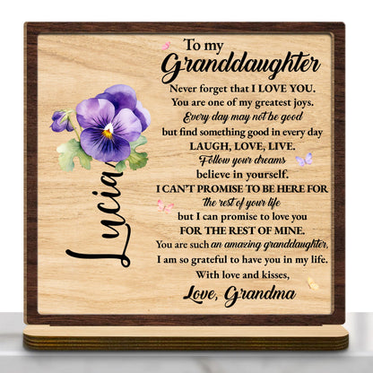 To My Granddaughter Love Promise Wood Plaque
