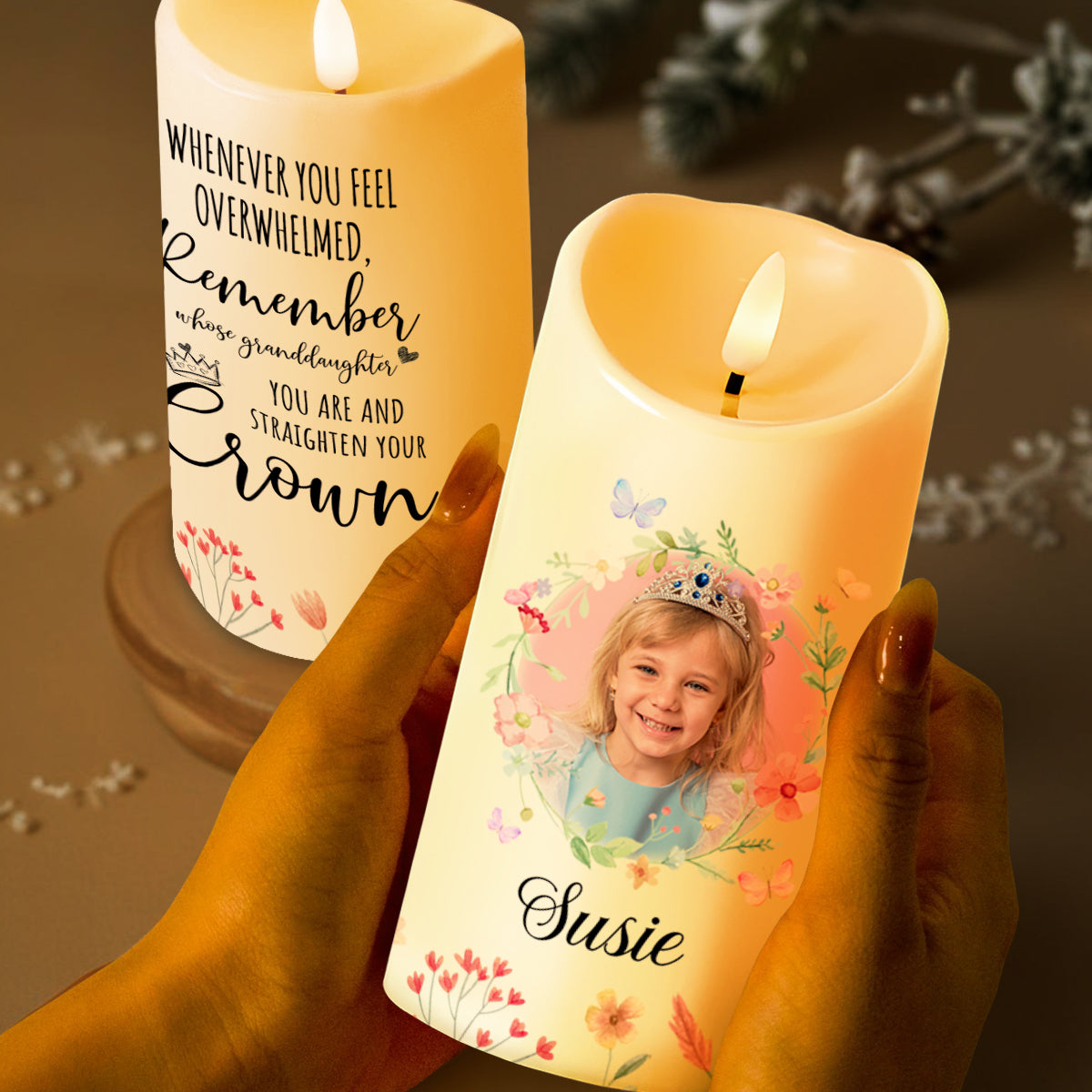 Straighten Your Crown, Floral Granddaughter Inspirational Quote